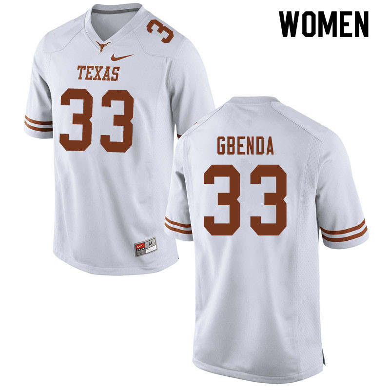 Women #33 David Gbenda Texas Longhorns College Football Jerseys Sale-White